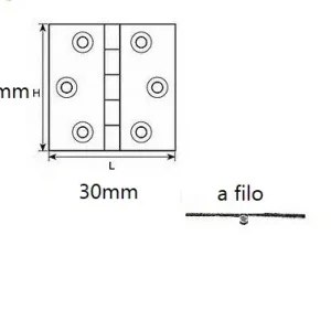 Actieprijs Cerniera in ottone fresato ORO a libro 40mmx35mm 2046